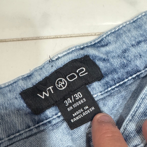 Men's Distressed Light Blue Slim Jeans - Picture 2 of 9